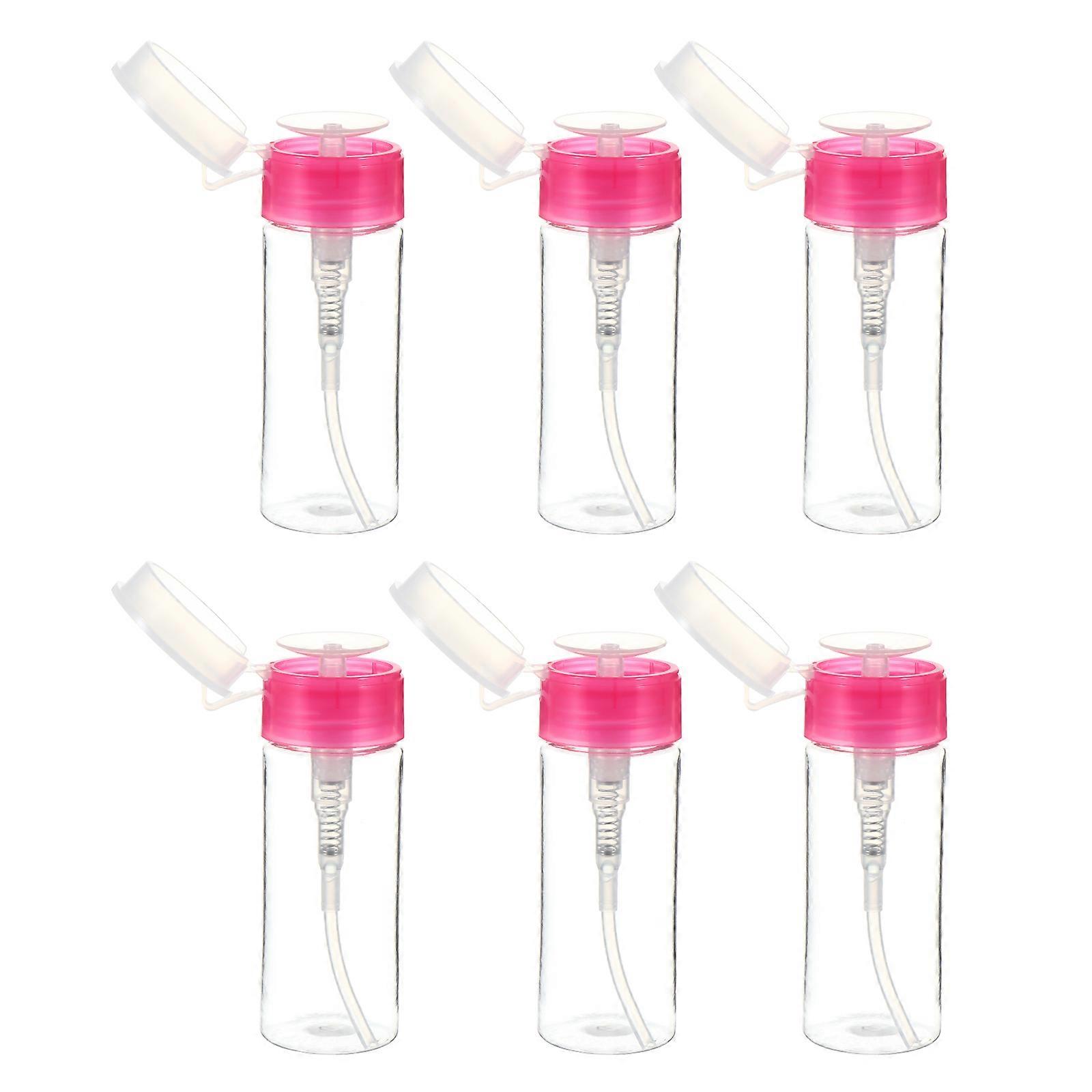 Dispenser Bottle Press Pump Anti-Cracking Red Nail Art 6Pcs