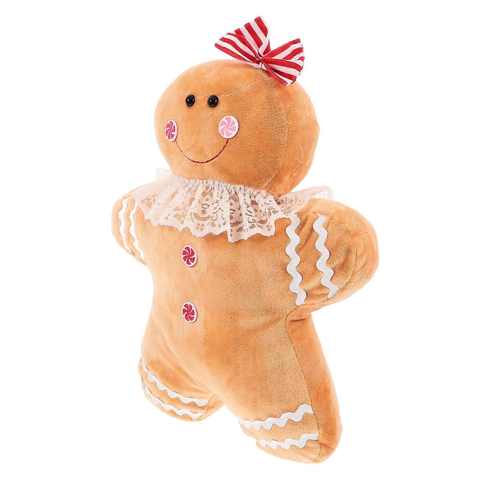 Christmas Theme Gingerbread Man Pillow Multi Colored Flannel PP Cotton Cushion For Sofa And Window Display 1Set