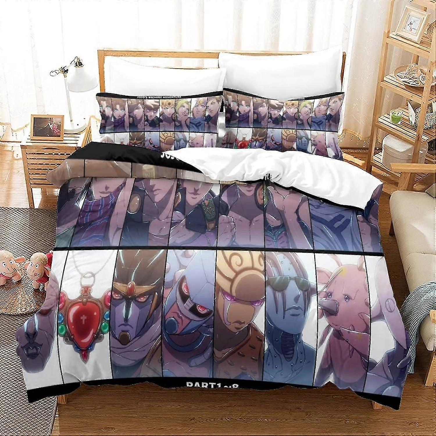 Anime Characters 3D Bedding Set, Soft 100% Microfiber Duvet Cover Set 3PCS, Print for Various Bed Sizes