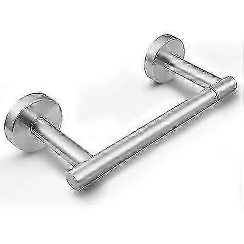 Adjustable Double Post Toilet Paper Holder in Brushed Silver - Stainless Steel Wall-Mounted Bathroom Accessory