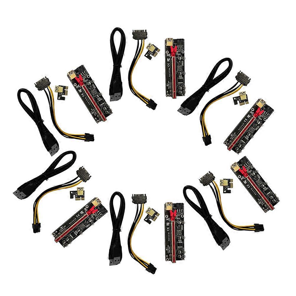 PCIE 1x to 16x Extender with GoldPlated Contacts and Stable Power Supply for Computer Black aluminum alloy 6 Sets