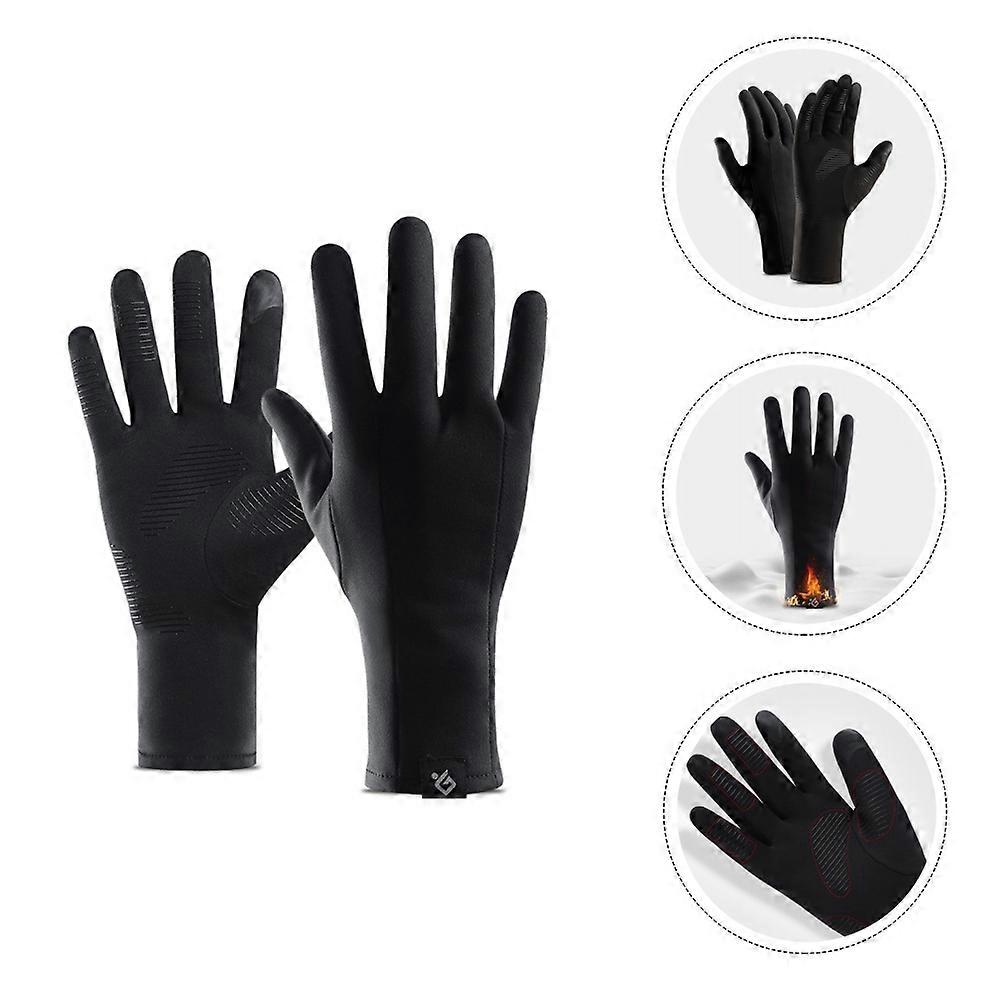 Black Protective Mitts for Hand Wearing with Silicone Antiskid and Touch Screen Design Cloth Gloves