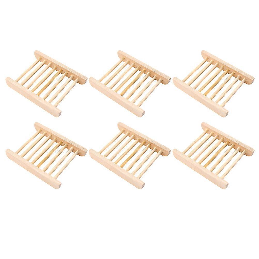 Wooden Soap Tray Set of 6 with Drainage – Portable Bathroom & Kitchen Soap Holder for Drying and Travel Storage