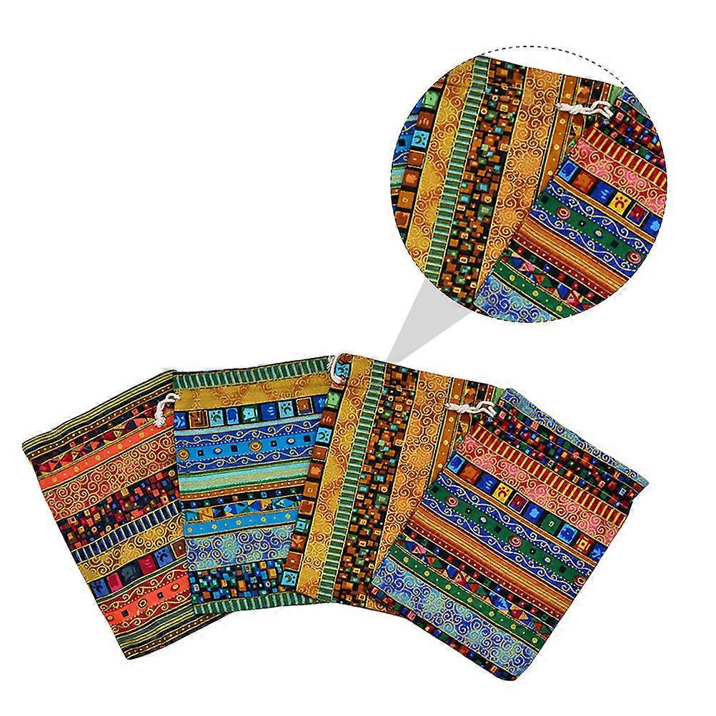4pcs Ethnic Style Drawstring Storage Pouches Assorted Colors for Candy, Presents, Parties, and Festive Occasions