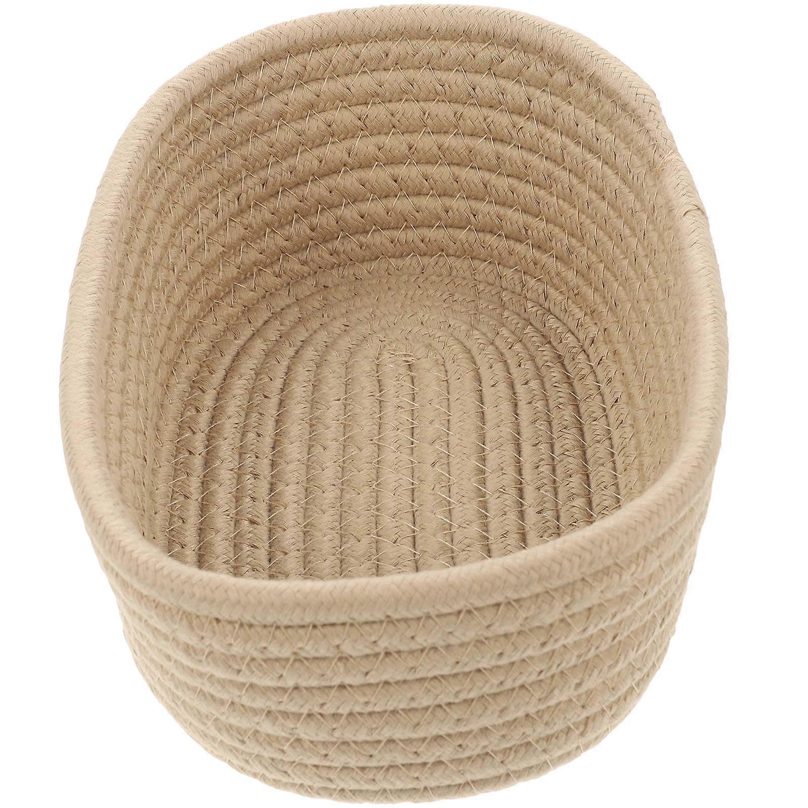 Boat Shape Woven Storage Bin Weaved Basket For Desk Cupboard 1Pack