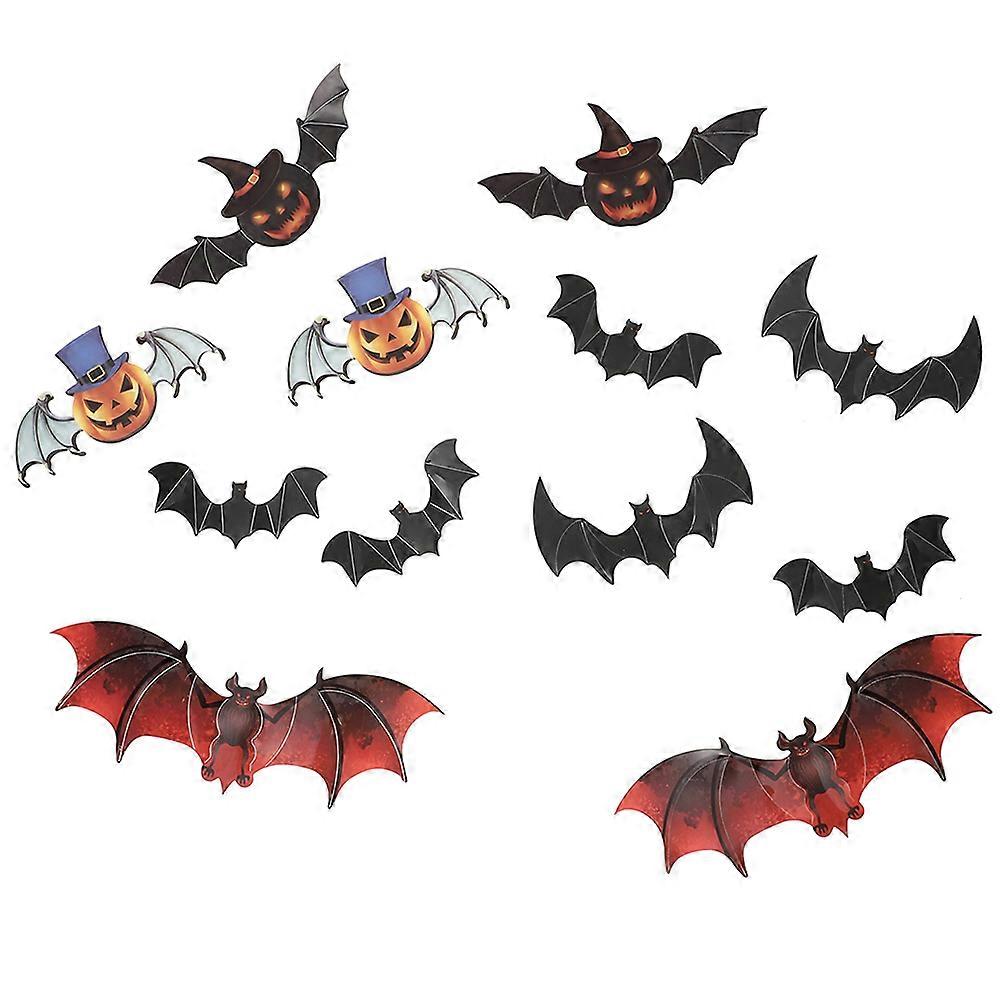 怖いコウモリウォールステッカーハロウィンコウモリの装飾3Dコウモリの形の壁の装飾12個