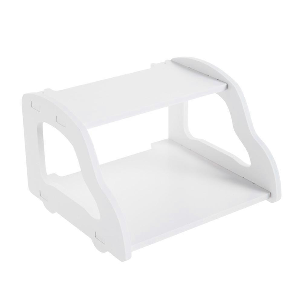 White Composite Material 2-Tier Router Storage Rack for Wall Mount No Drilling Required Lightweight