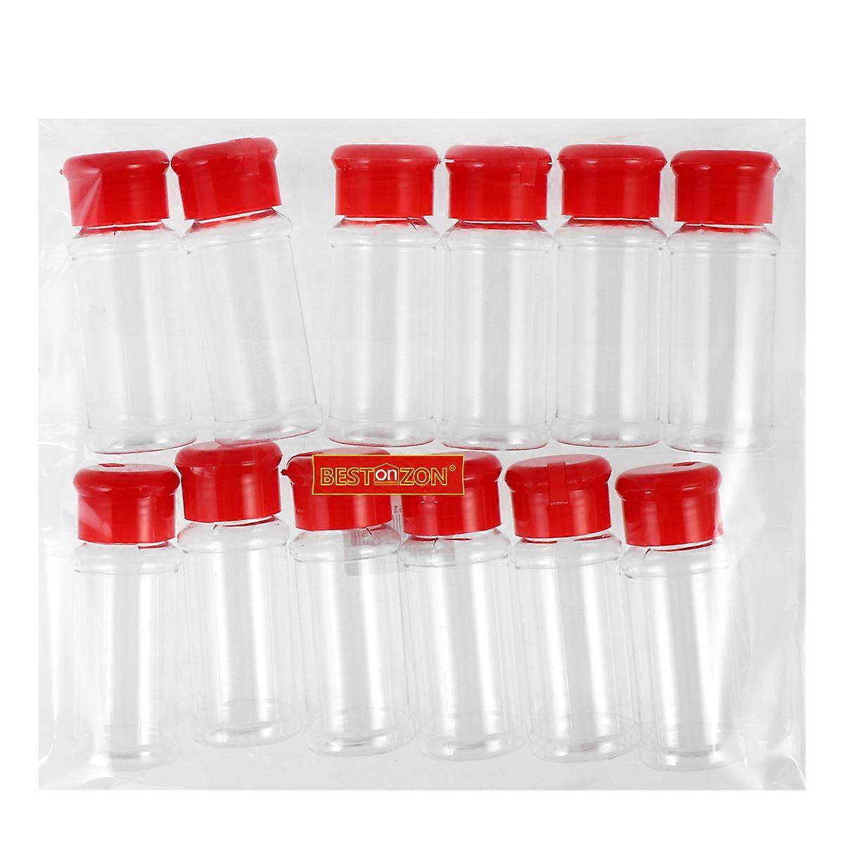 Transparent Spice Jars with Rotating Cover for Kitchen Use 12 Pieces Stylish and Practical Set