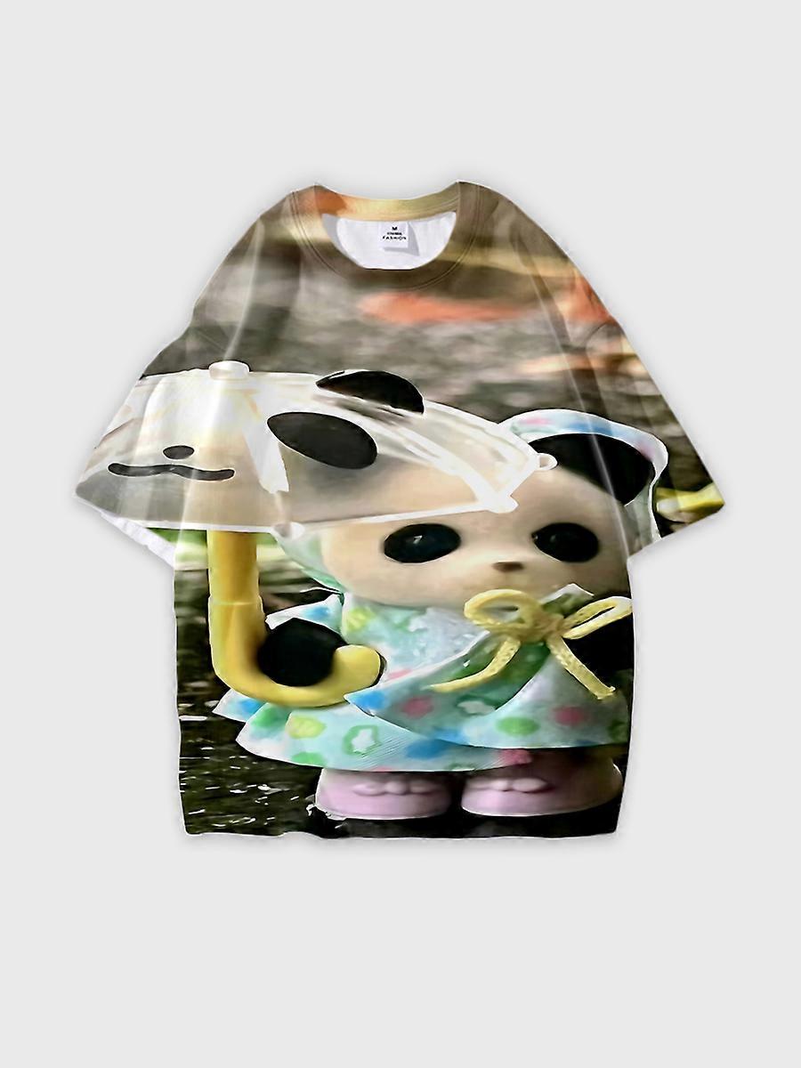 T-shirt round neck Role Pattern loose short sleeve D1879