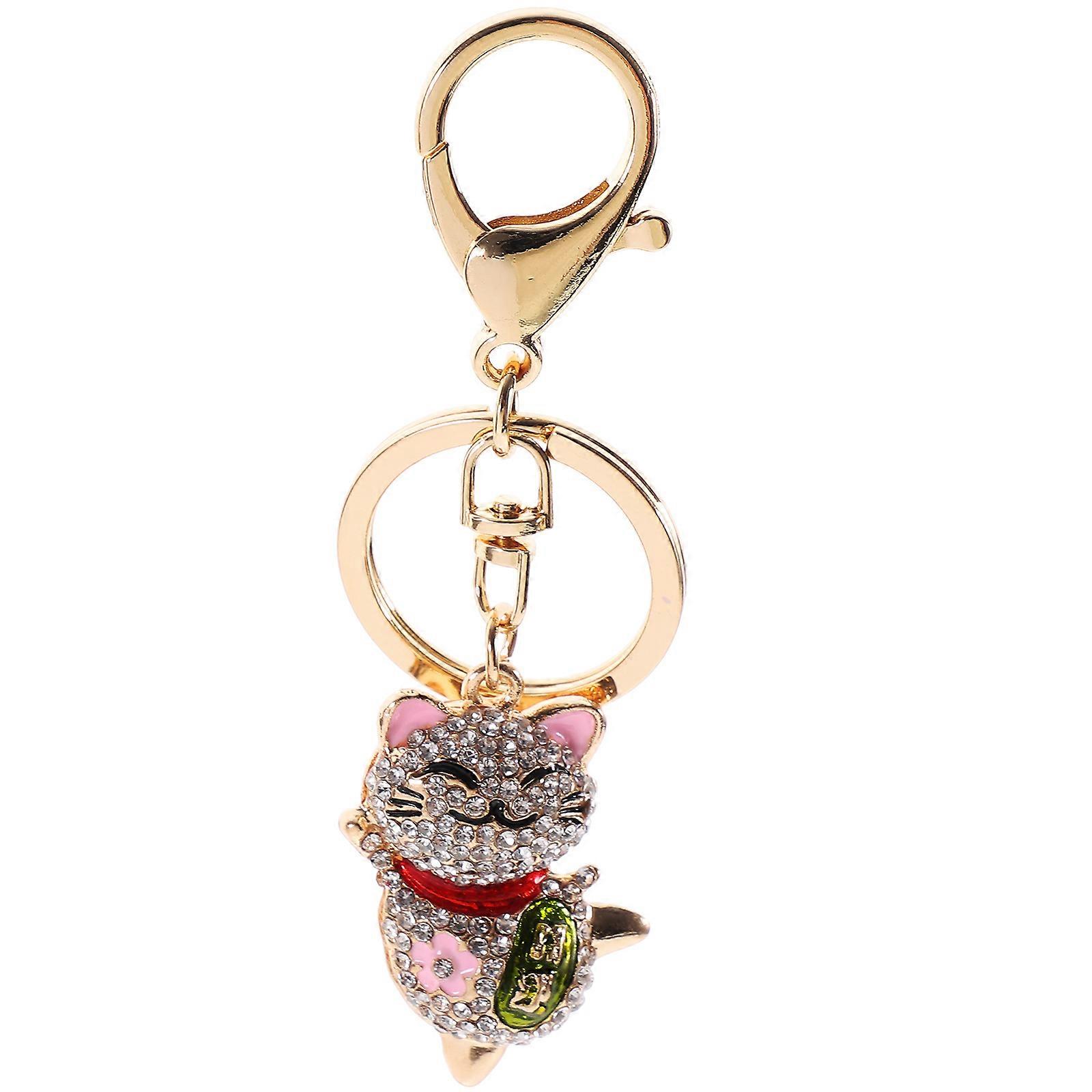Cat Shaped Key Ring Lifelike Pendant For Daily Use And In Pink With Hanging Accessory 1Pcs