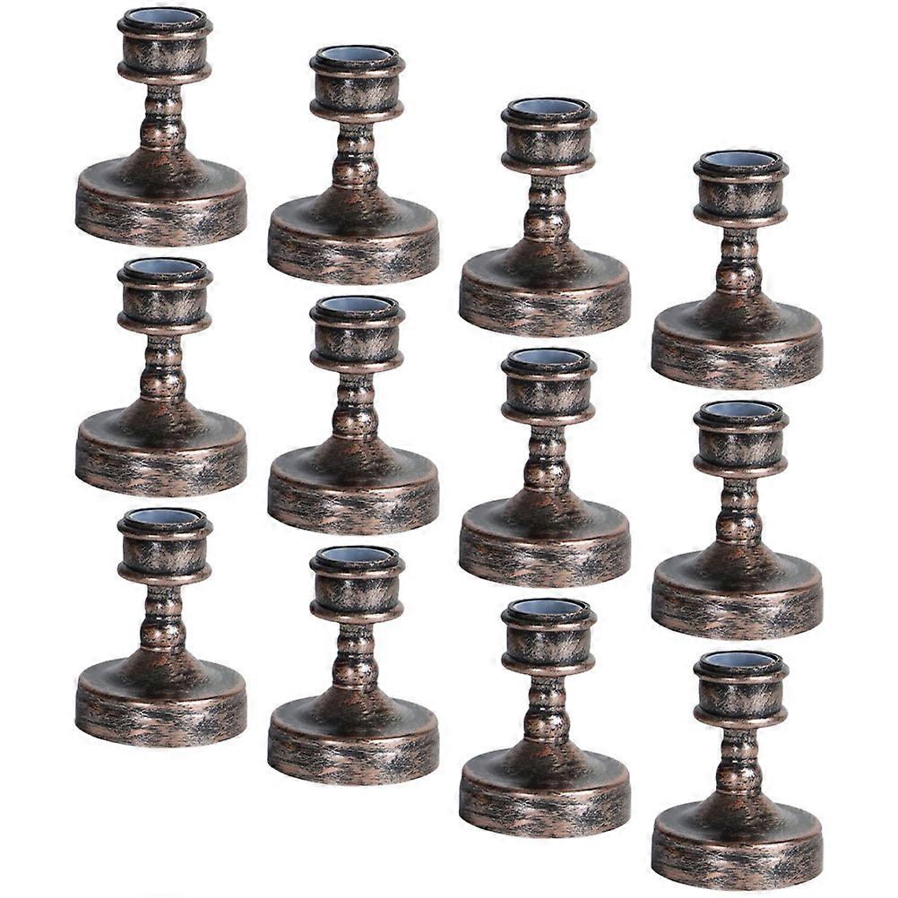 Vintage Candle Holders for Home Use Simple and Delicate Design Dark Brown Plastic 12 Pcs