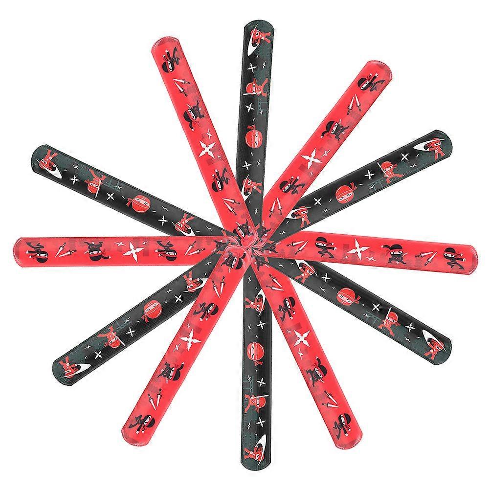 24 Pack Ninja Slap Bracelets with Fun Designs, Decorative Snap Bands for Parties, Birthdays, and Celebrations – Safe Material, Rounded Edges, Smooth