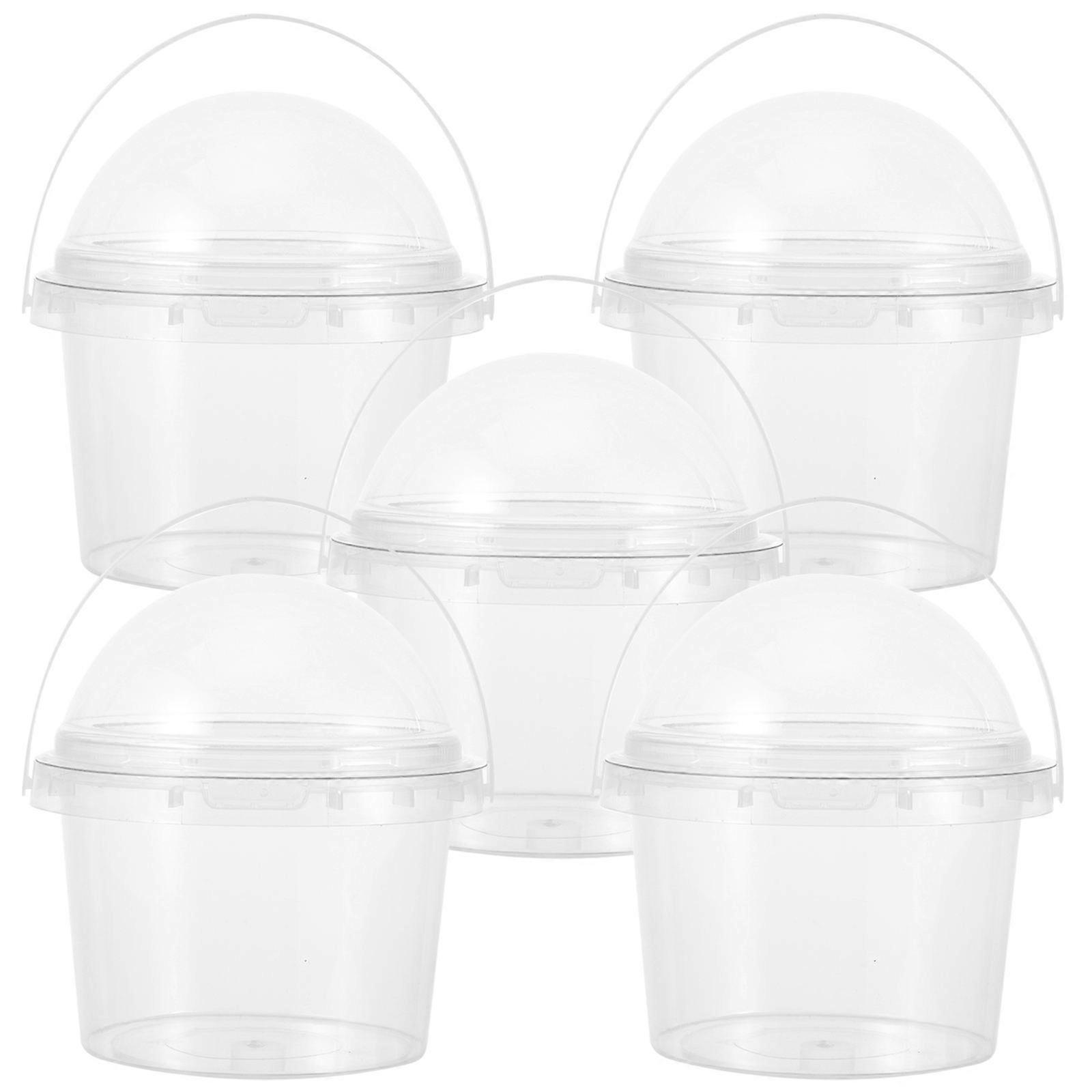 5pcs Clear Small Bucket with Lid Food Safe for 500ml