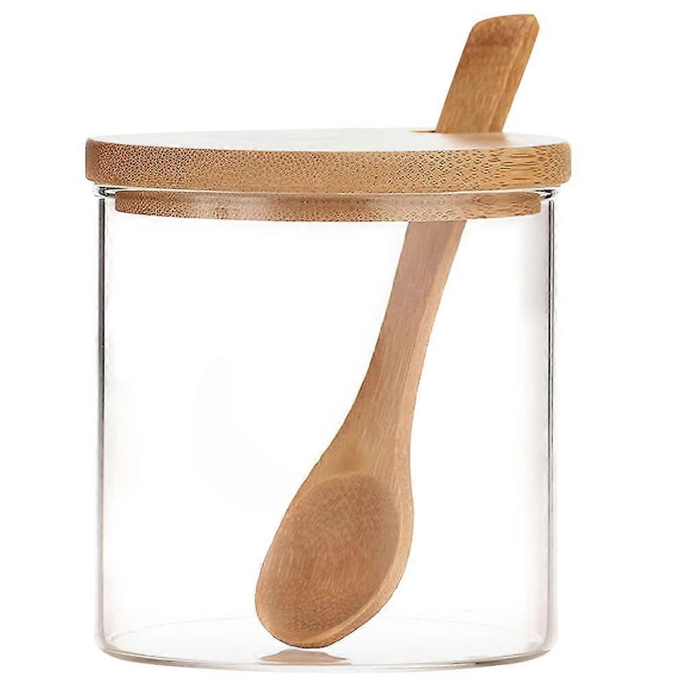 2 Sets Glass Spice Containers with Lids Transparent Salt Pepper Storage Jars with Spoon