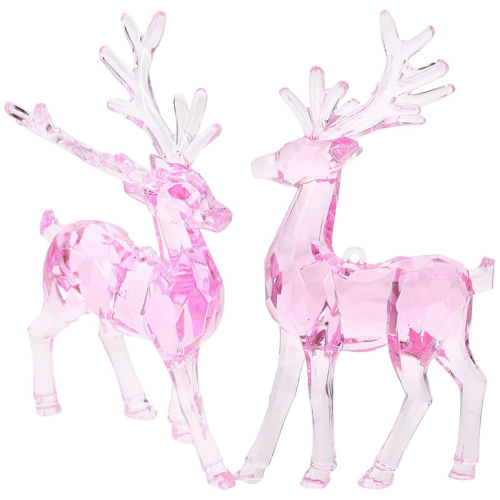 2Pcs Acrylic Elk Hanging Ornaments for Xmas Tree Decorations