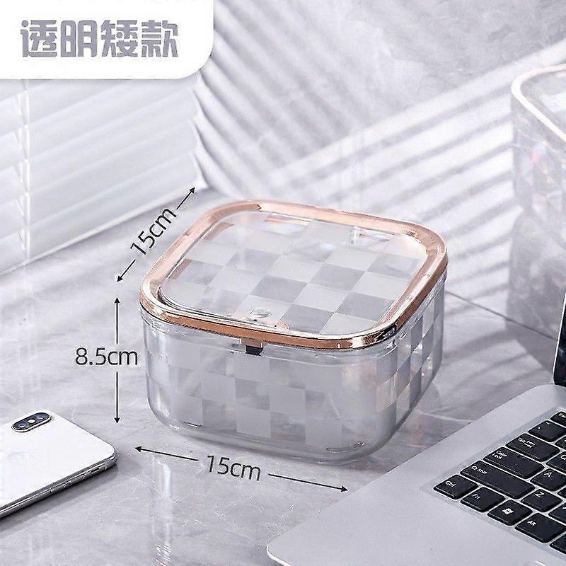 Mini Desk Trash Can: Transparent Table Trash Bin Small Push Top Garbage Can Plastic Desktop Waste Bin with Lid for Office Vanity Table Kitchen Home Or