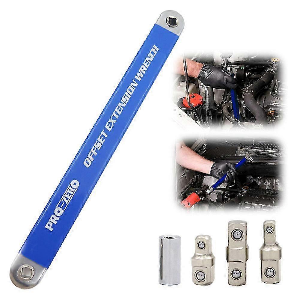 Offset Extension Wrench Set Ratchet Spanner Wrench Extender with Adapter
