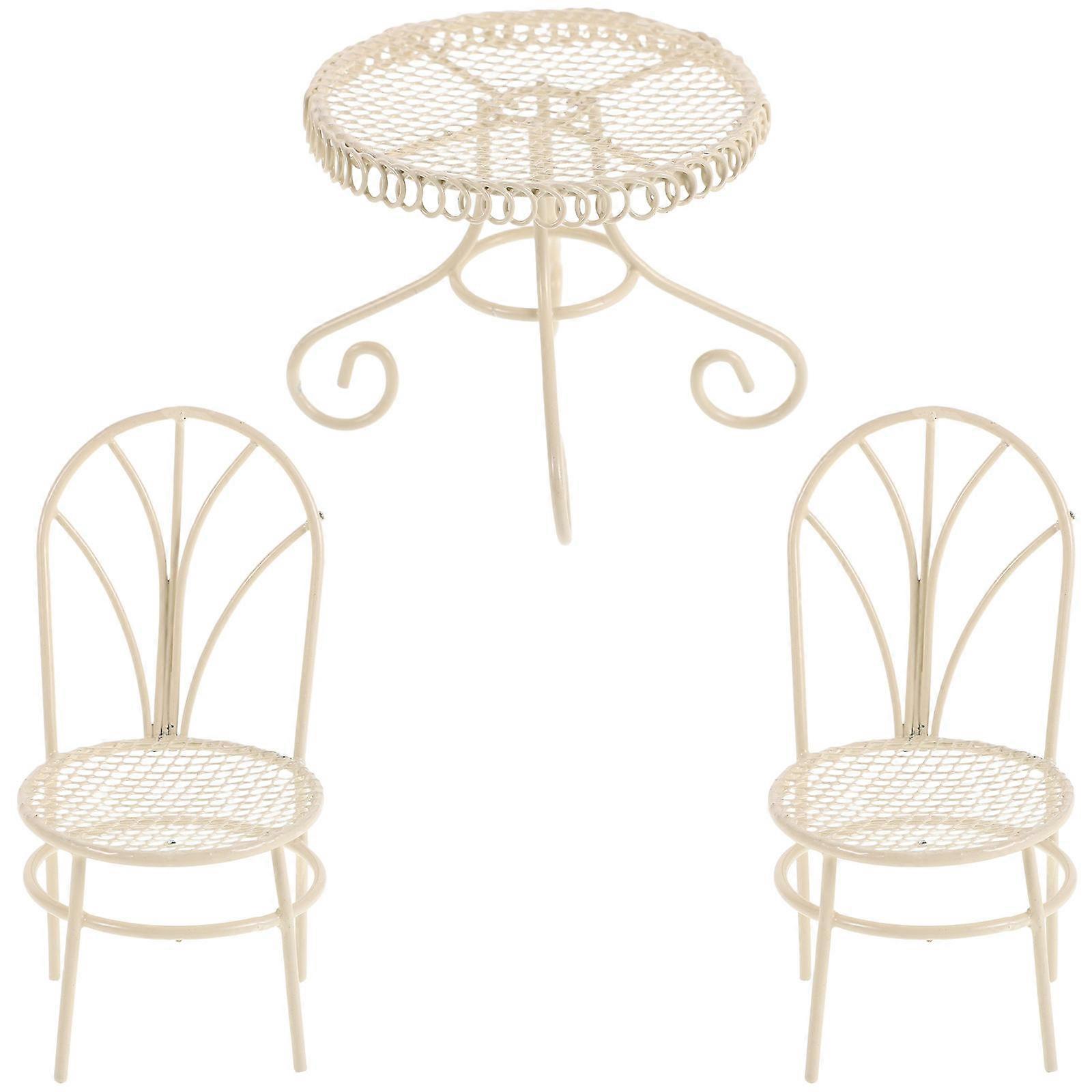 Dollhouse Garden Table Chair Set 1 Set Light Yellow Display Small Items For Photography Enthusiasts