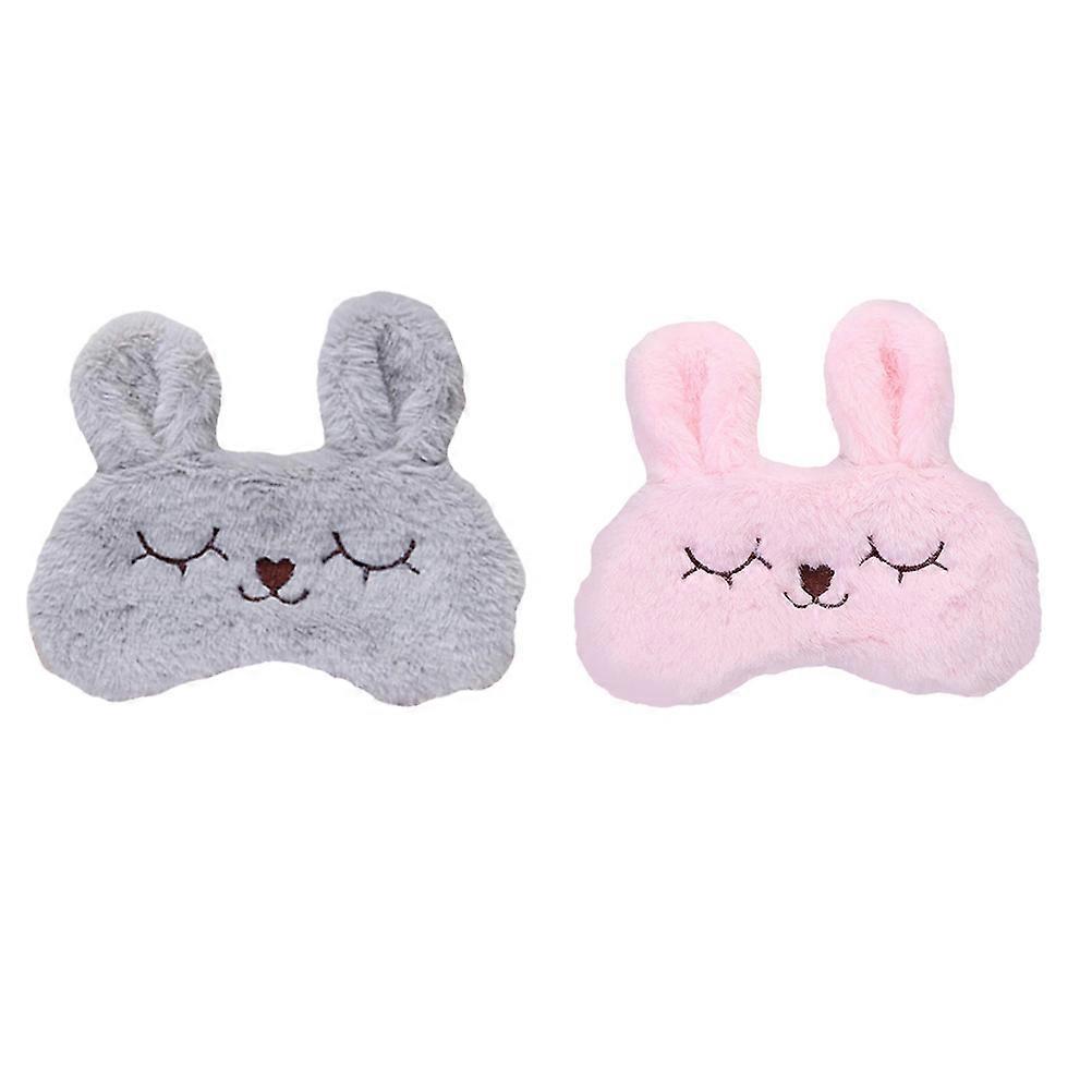 2pcs Soft Plush Rabbit Eye Mask for Sleep – Comfortable Eye Cover to Relieve Fatigue and Improve Sleep Quality