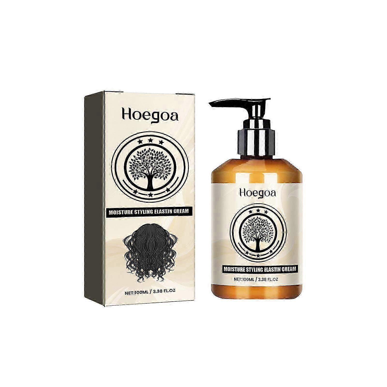 Long-lasting Moroccan Hydrating Styling Cream for Dry Damaged Hair - Volume & Elasticity Boosting Formula with Elastin, 100ML