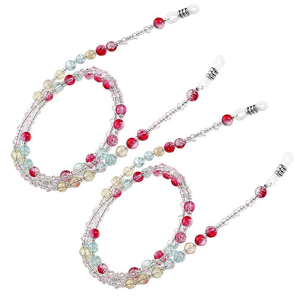 Eyeglass Holder Chain with Delicate Beading for AntiSlip Use Made from Plastic Multi Color 2PCS