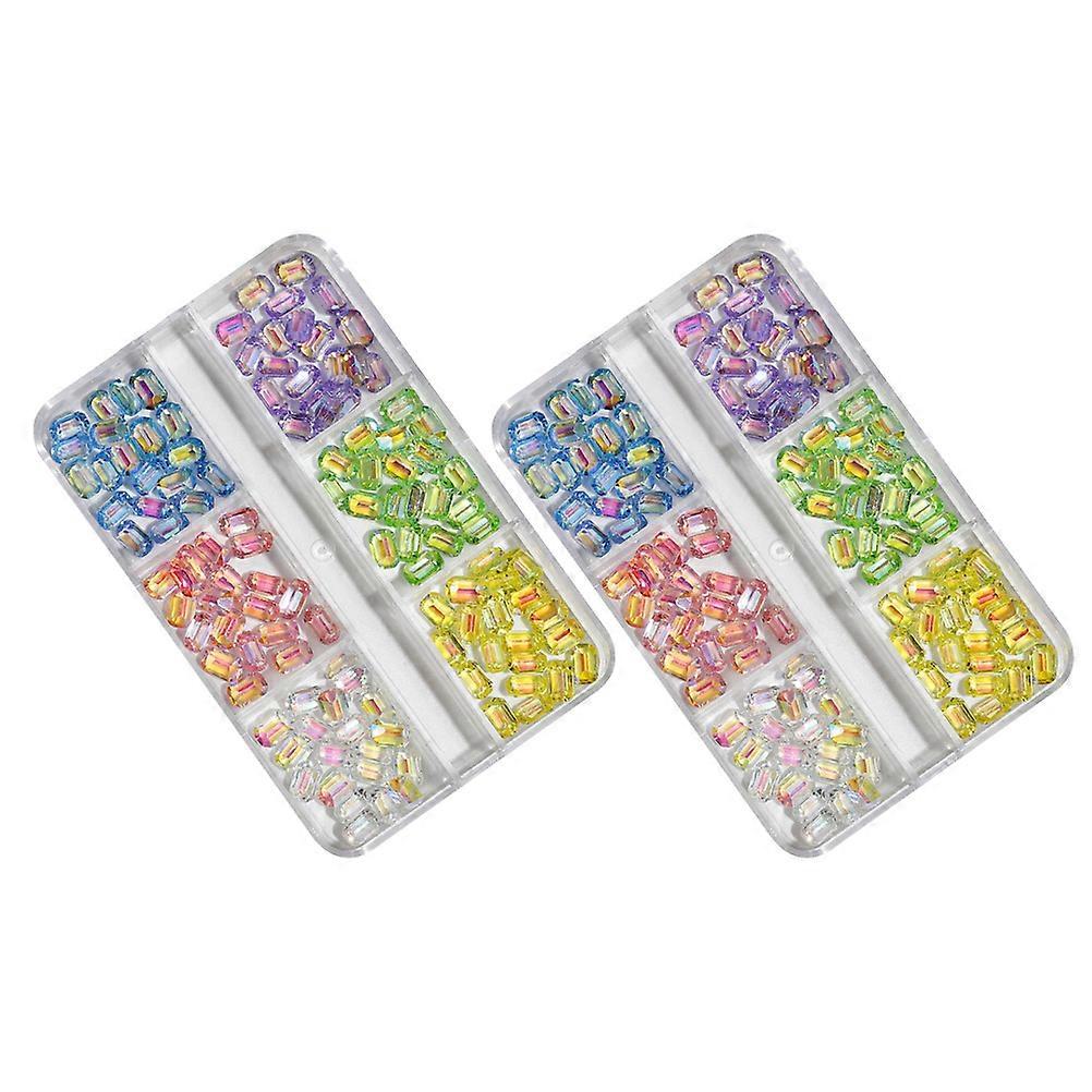 FRCOLOR 2ボックスネイルアート用マニキュアオーナメント、樹脂ダイヤモンド装飾アクセサリー付き