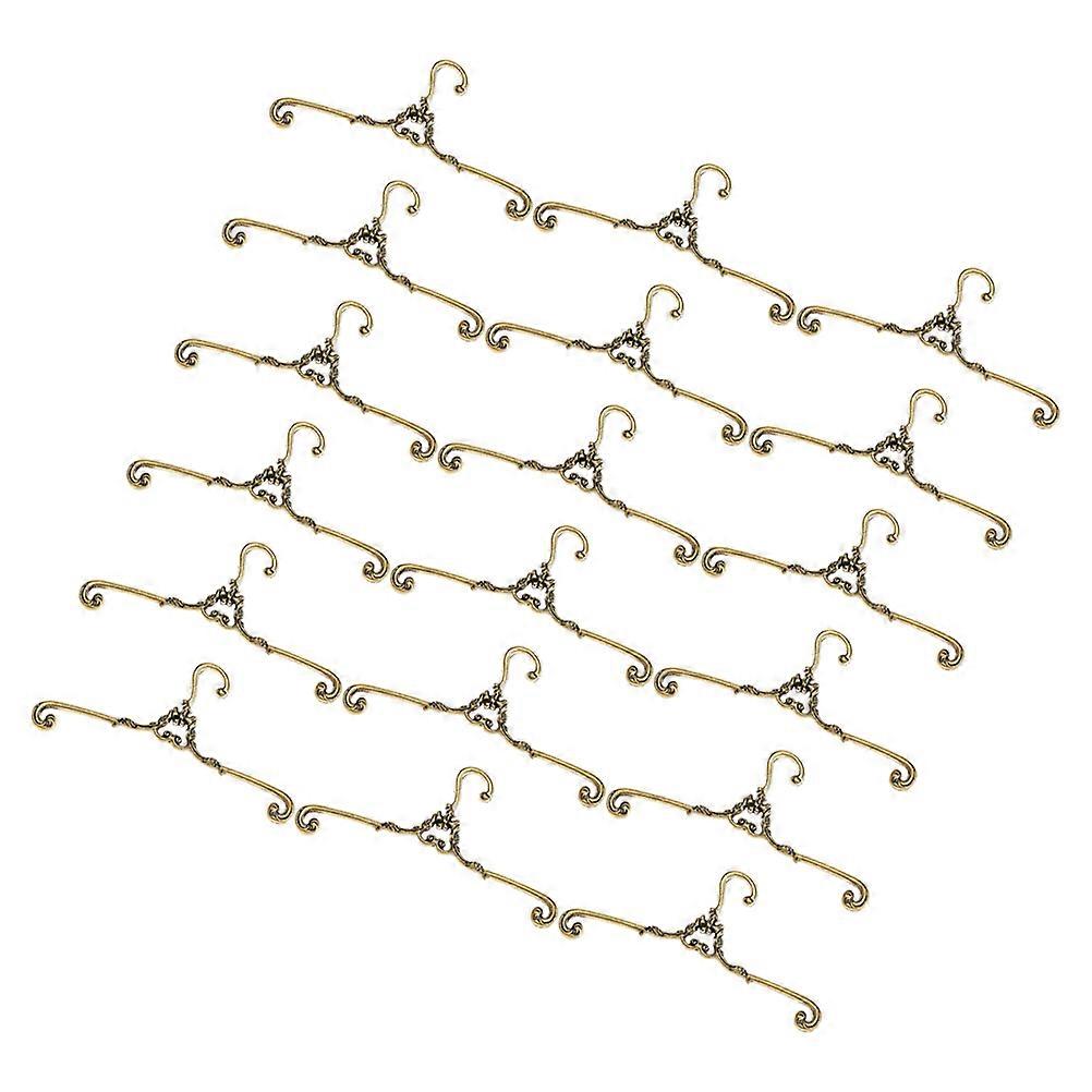 Compact Mini Clothes Hangers For Dolls Golden Metal 30Pcs For Displaying Organizing Doll Garments