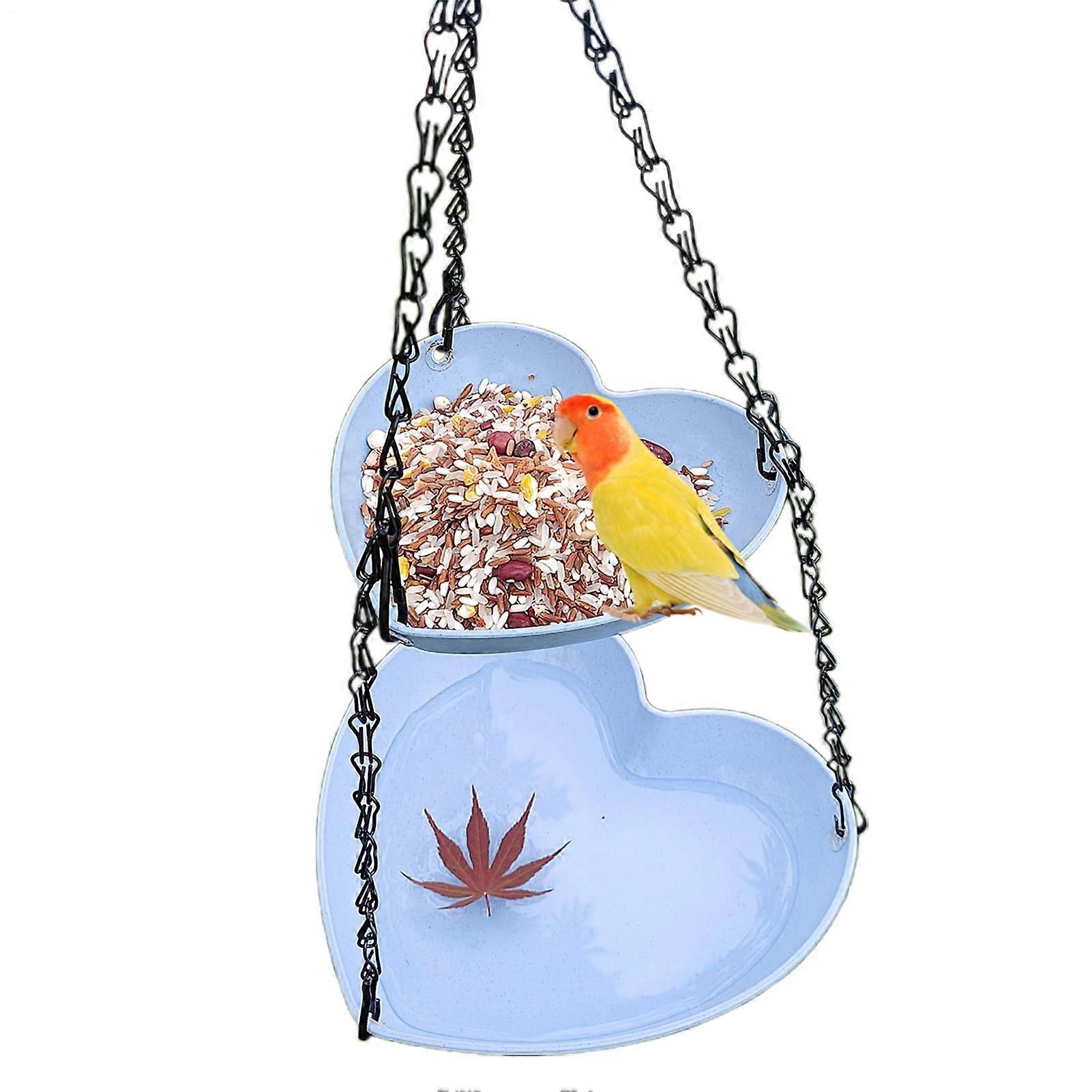 Bird feeder house Bird bath with feeding area for garden Splashproof feeding station and drinking trough for garden terrace bird watching blue