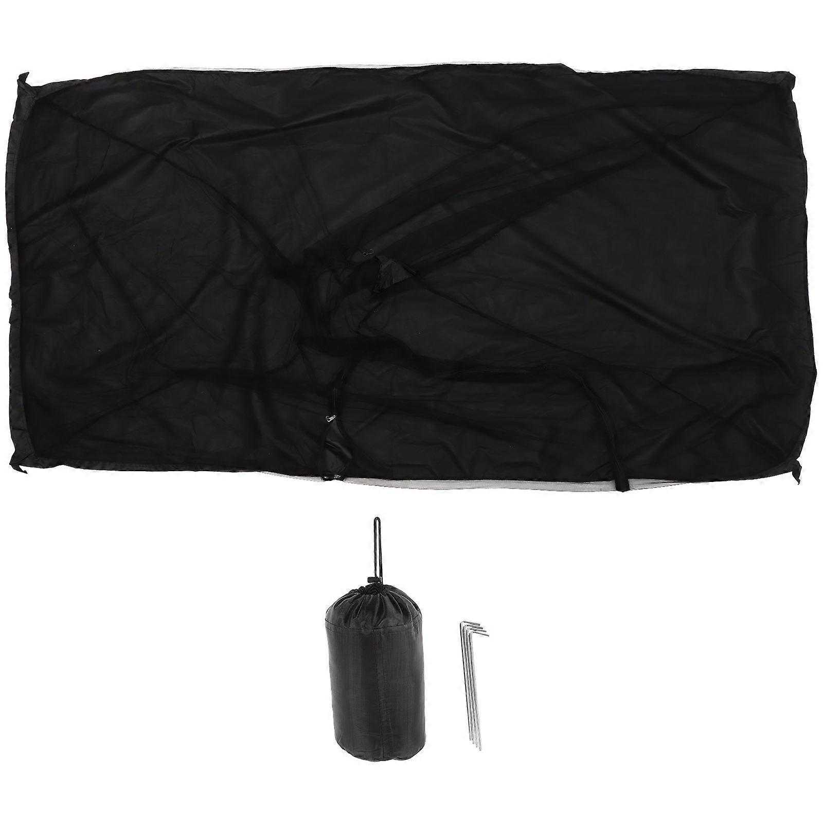 Single Person Portable Camping Zipper Door Net Triangle Black 1 Set