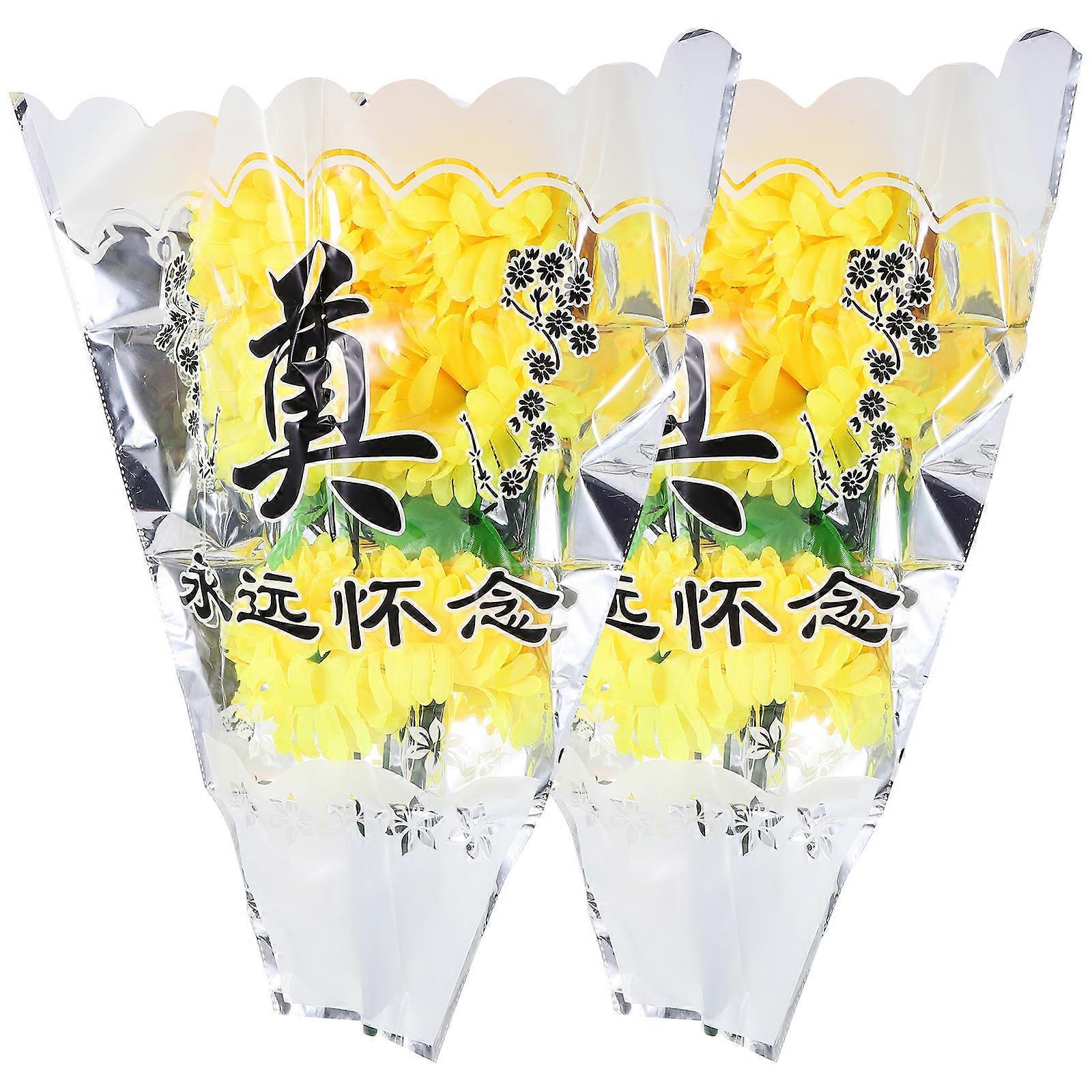 2Pcs Flowers For The Deceased Artificial Flower Bouquets Graveyard Decor Details 48X18Cm
