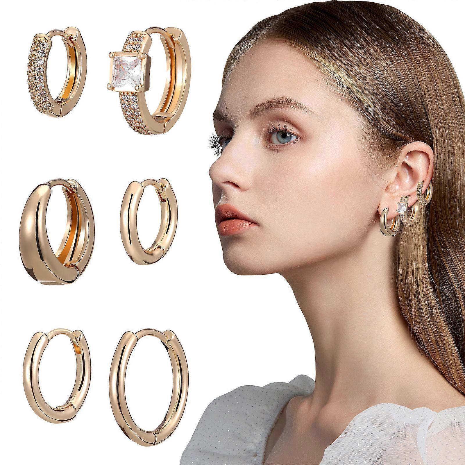 6 Pairs Lightweight Gold Hoop Earrings for Women – Small, Comfortable Everyday Wear for Multiple Occasions
