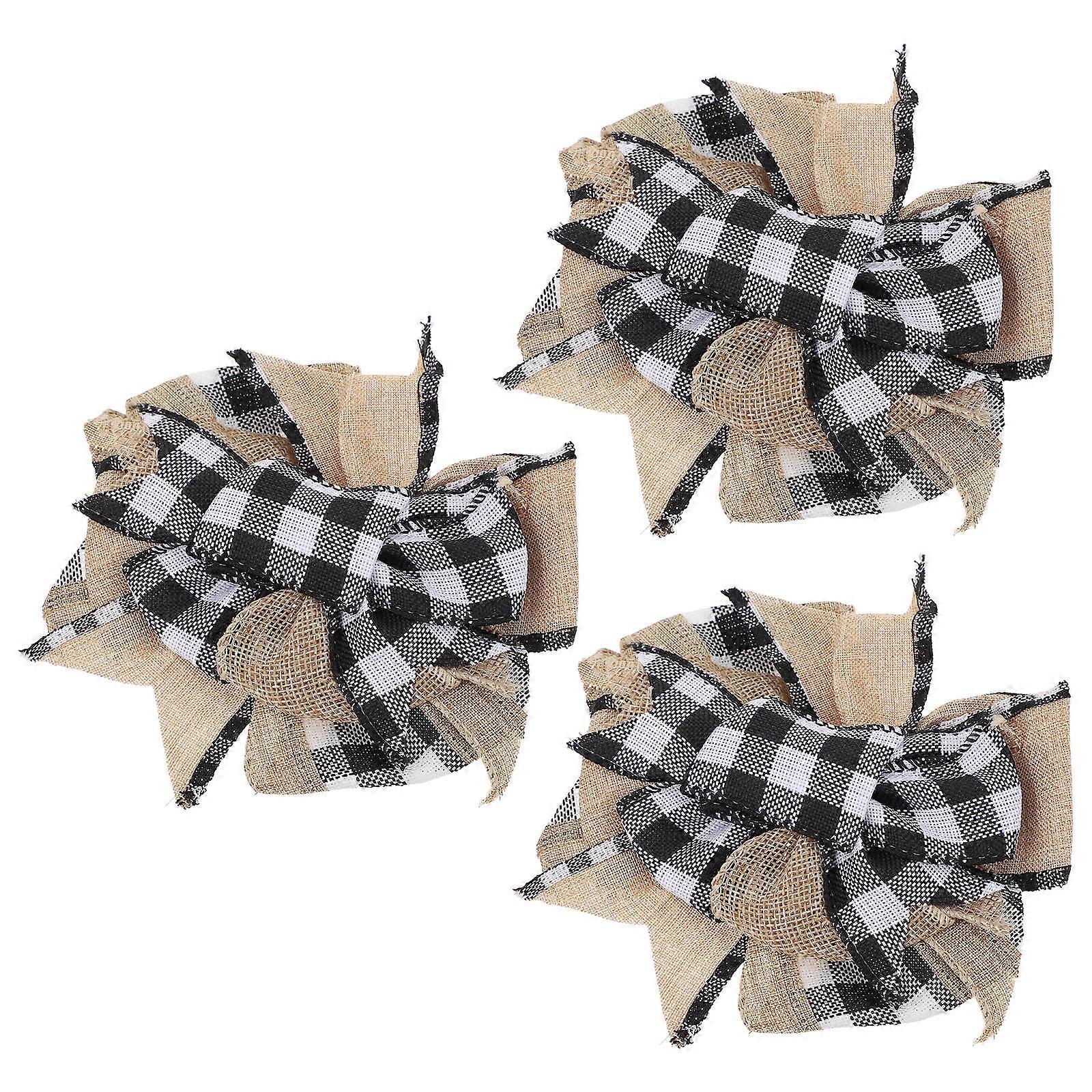 Christmas Tree Ornament Decoration Perfect For Parties And Daily Use 3Pcs Square Shape Plaid Design
