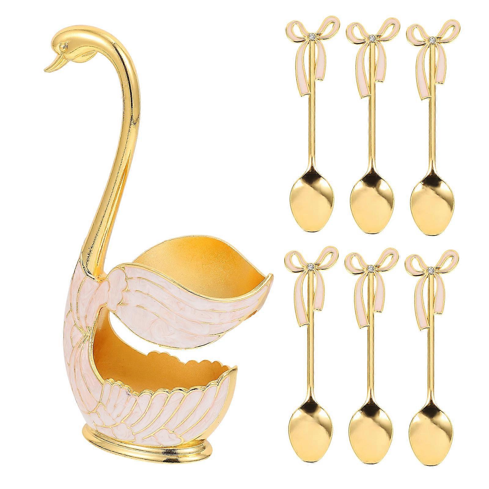 Luxurious European Style Swan Storage Rack 1 Set In Pink Color Perfect For Serving Food At Parties
