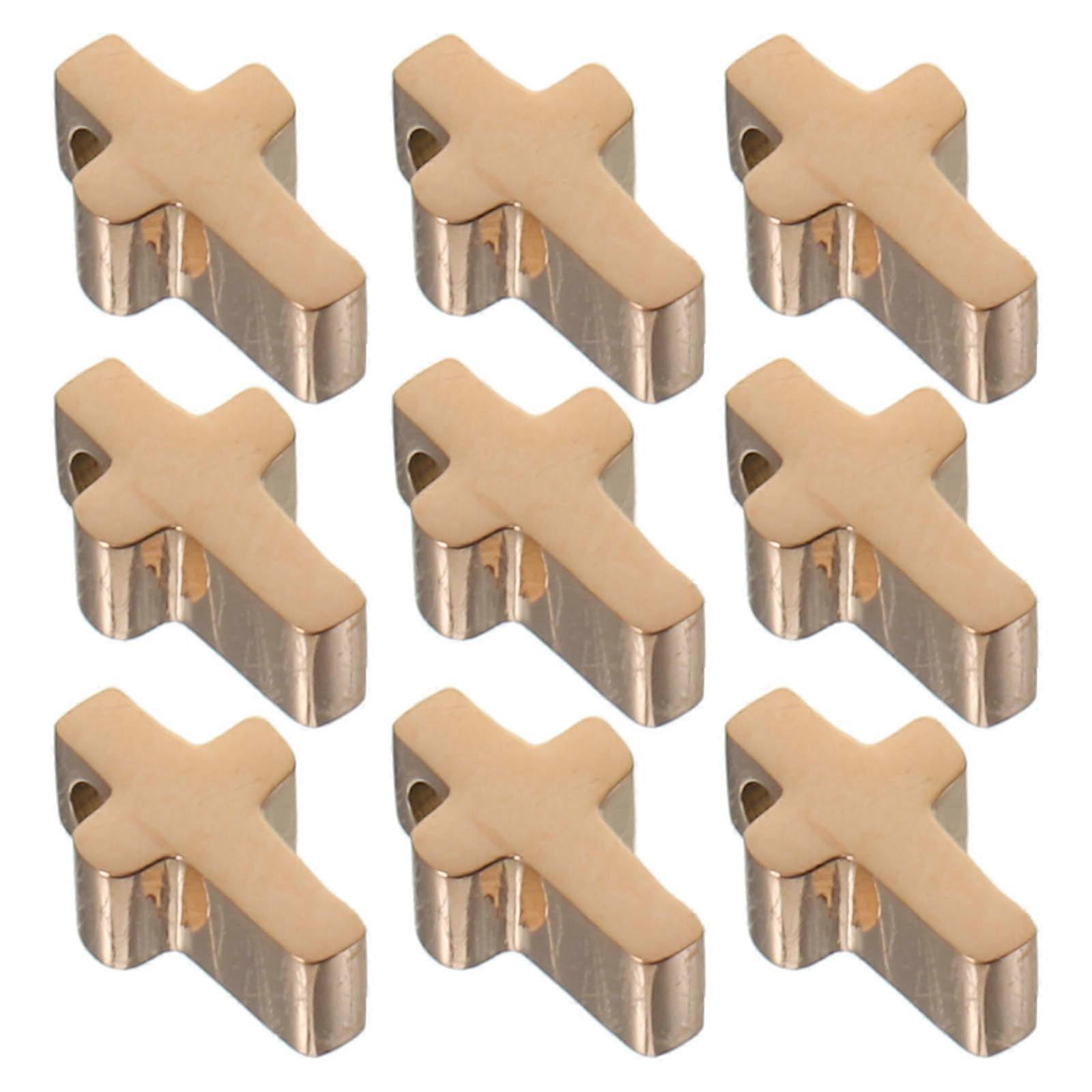 Stainless Steel Rose Gold Cross Pendants for Decoration with Fine Workmanship and No Burrs 10pcs