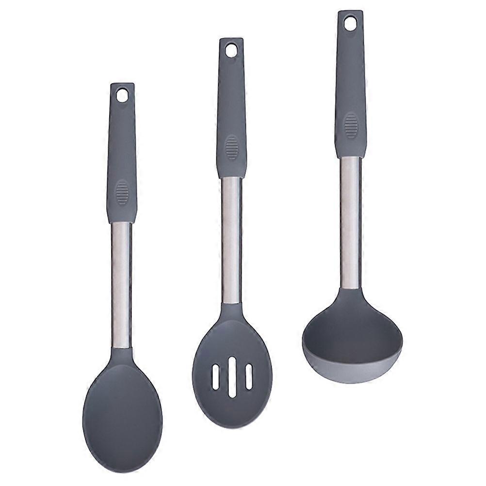 Silicone Kitchen Utensils Set For Cooking Home Cooks Grey Long Handle Design 1 Set