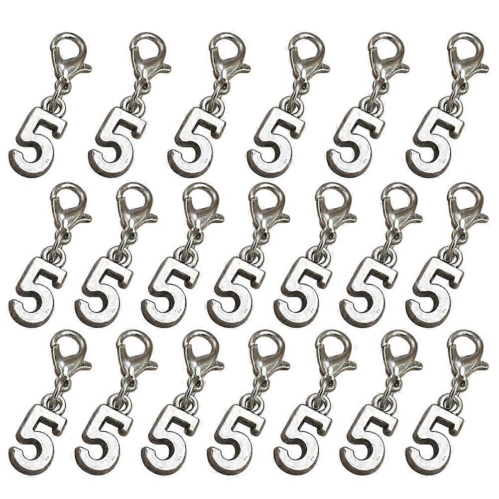 20PCS Alloy Arabic Numeral Dangle Charms with Lobster Clasp – DIY Jewelry Making Pendants for Earrings, Bracelets, and Keychains – Unique Shape Design