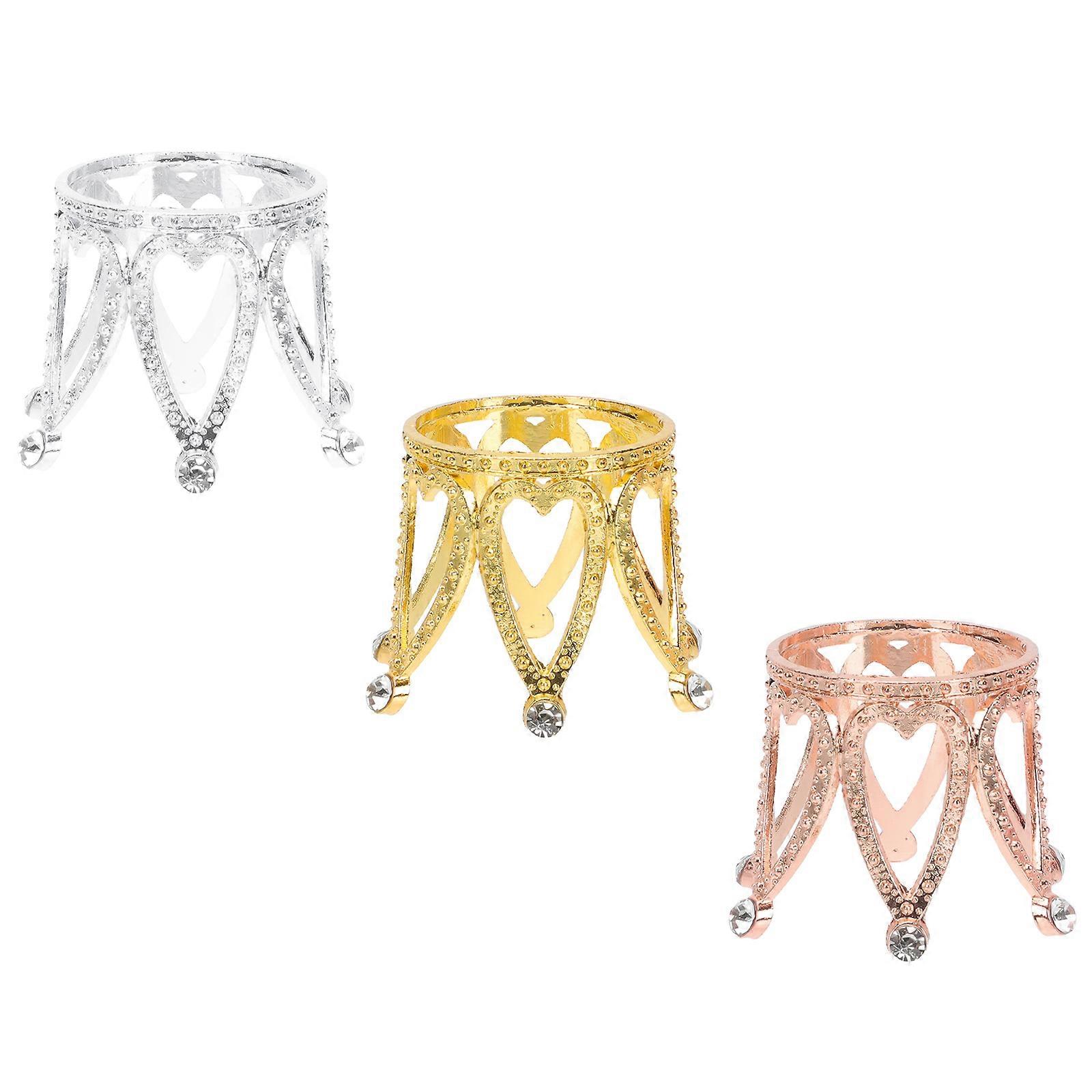 Crystal Ball Base Set for Office Decor 3Pcs Zinc Alloy Crown Shape Holders