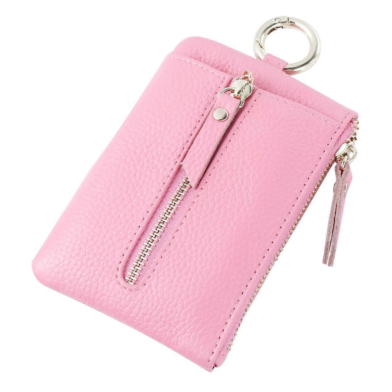 Multifunctional Pink Wallet with Zip Small Change Purse for Keys and Coins, Compact On-the-Go Handy Bag
