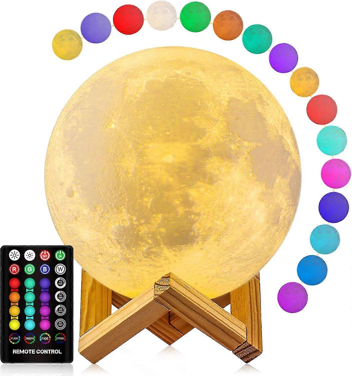 VENICEE Moon Lamp, 9.6 Inches 16 Colors Moon Night Light with Stand & Remote &Touch Control and USB Rechargeable Decorative Luna Lamp 2025