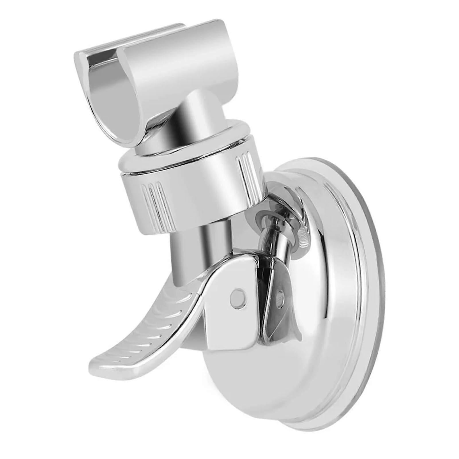 Shower Head Holder, Wall Mount, Rotating Holder with Suction Cup, Smooth Surface, Hose Connection, Housewares Silver