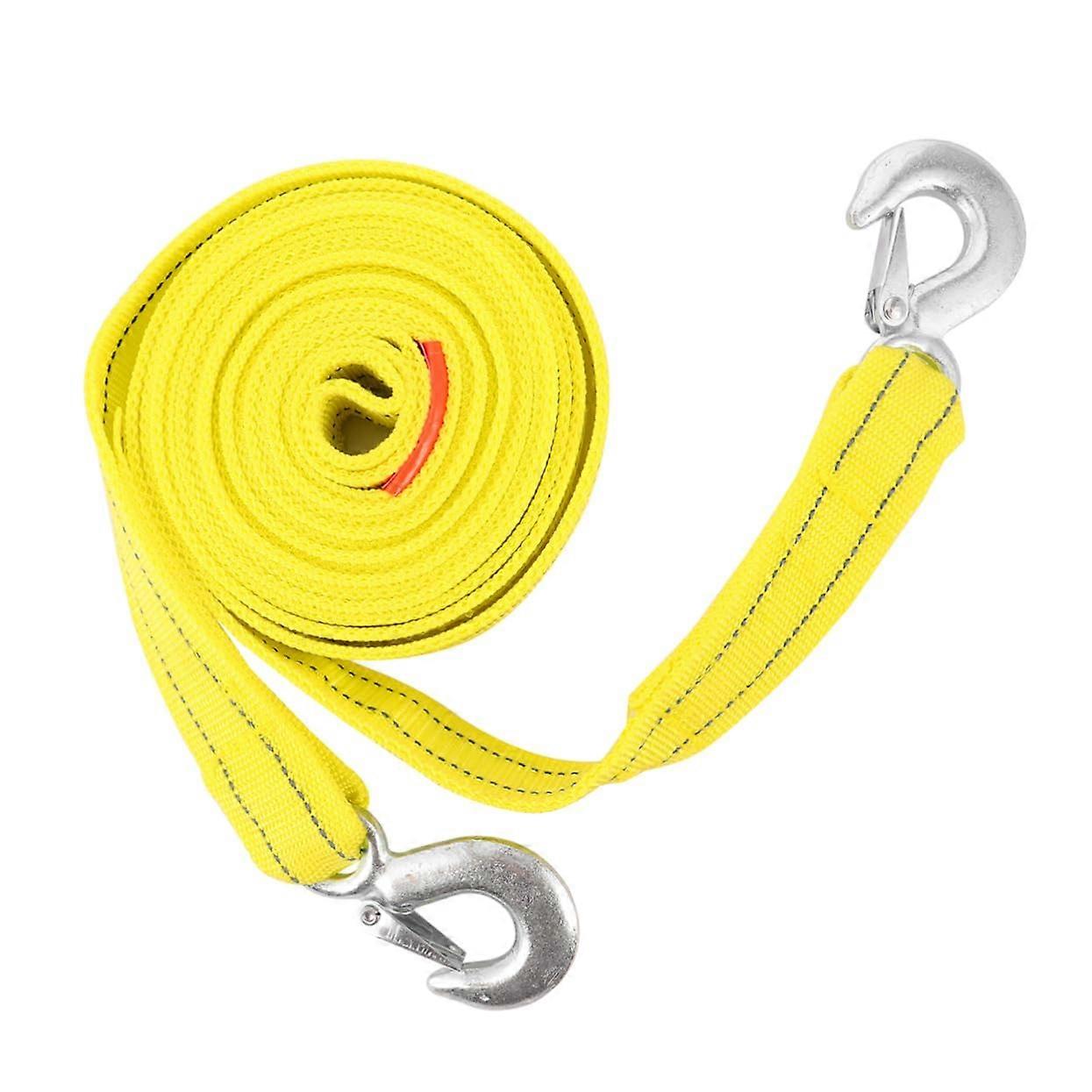 Auto Tow Rope Heavy Duty Towing Cable with Hooks 20ft Yellow Recovery Strap for Car Trailers and Vehicles