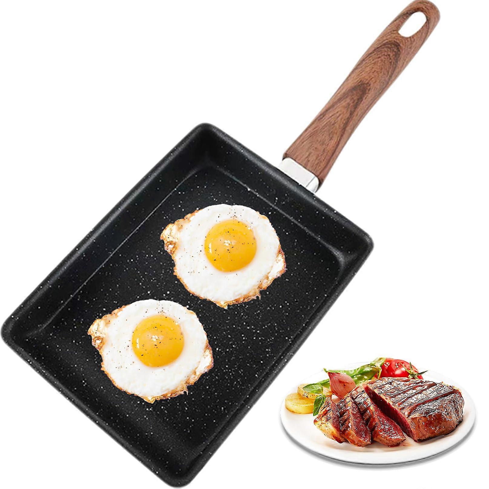 Japanese Omelette Pan, Square Nonstick Egg Frying Pan With Wooden Handle For Omelette, Pancake, Crepe
