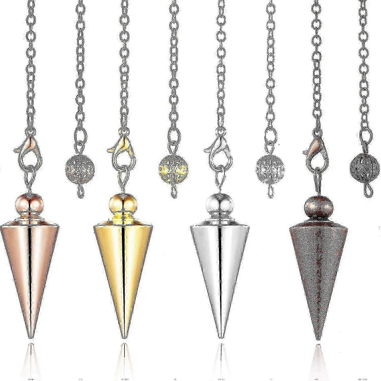 4 Pcs Copper Pendulum Set for Meditation & Dowsing - Metal Divining Tool