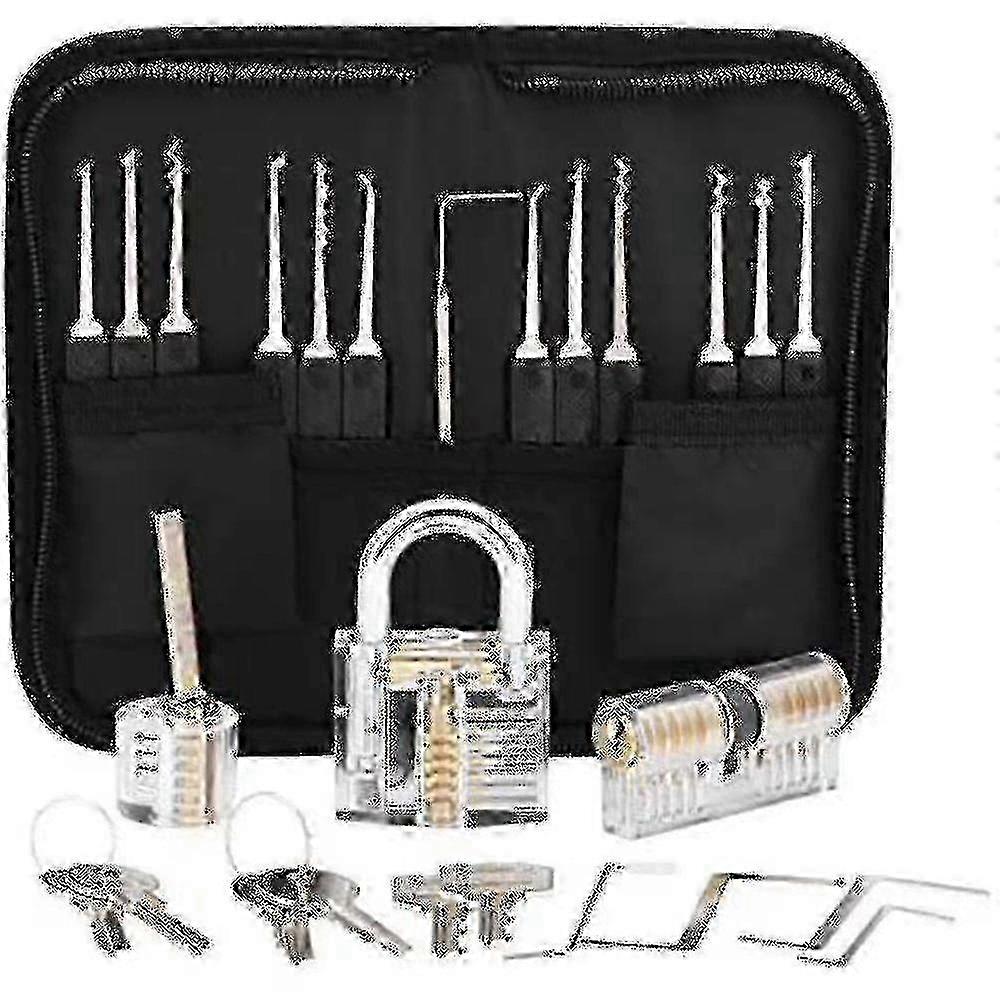 Multifunctional Lock Repair Tool Set Professional Lock Picking Kit (black) hwy