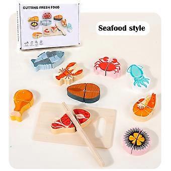 Wooden Kitchen Pretend Toy Simulation Cut Fruit Food Velcro Play Kitchen Accessories Montessori Educational 