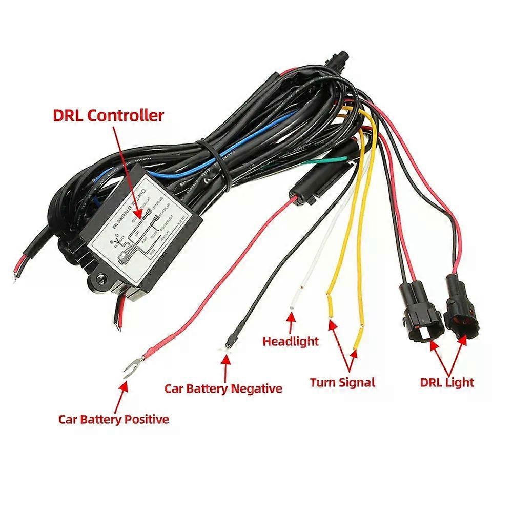 Car DRL Controller Auto LED Daytime Running Light 12-18V with Strobe & Dimming Function Relay Harness Dimmer On/Off