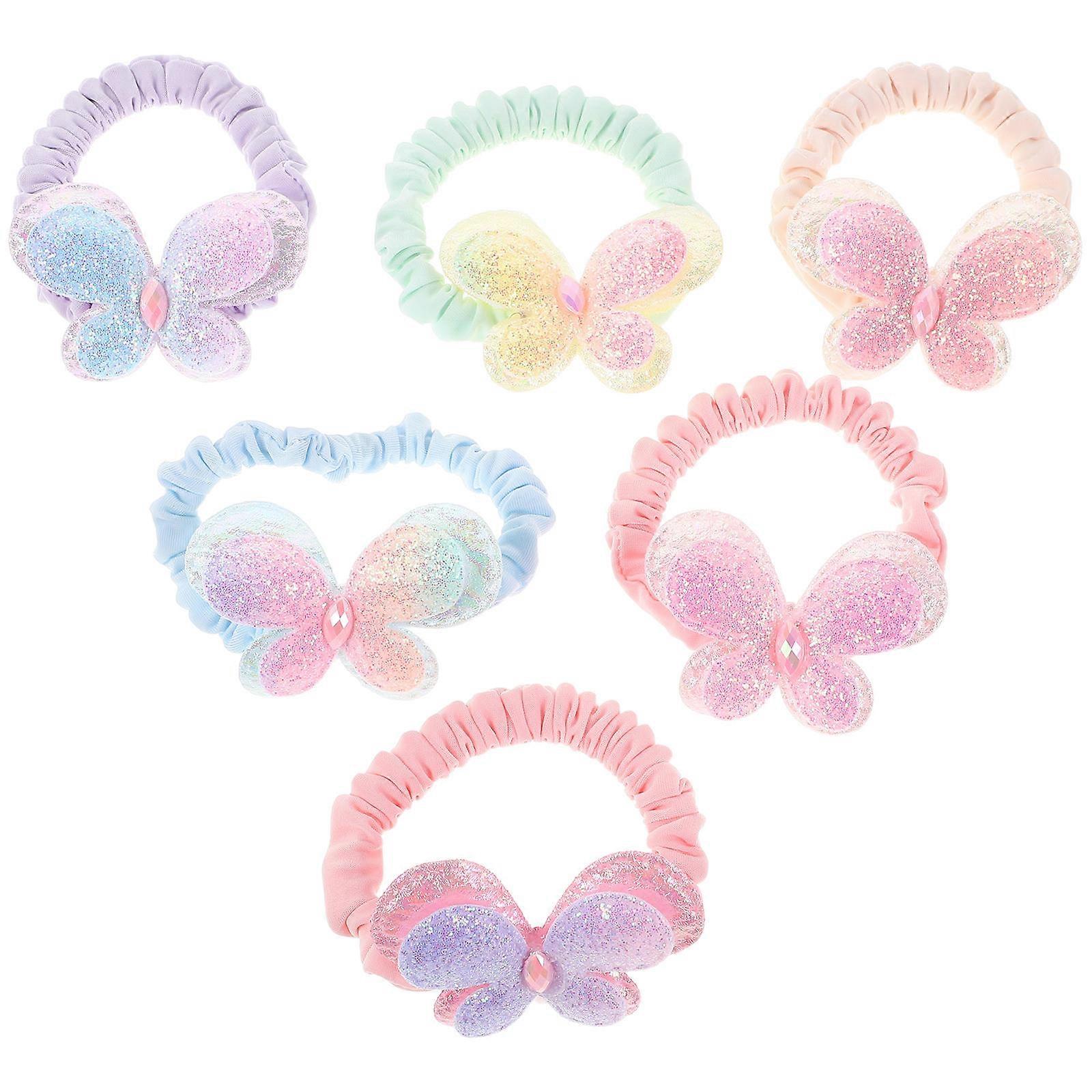 Glittering Butterfly Hair Ties Multicolor Elastic Scrunchies for Comfortable Daily Wear & Active Play
