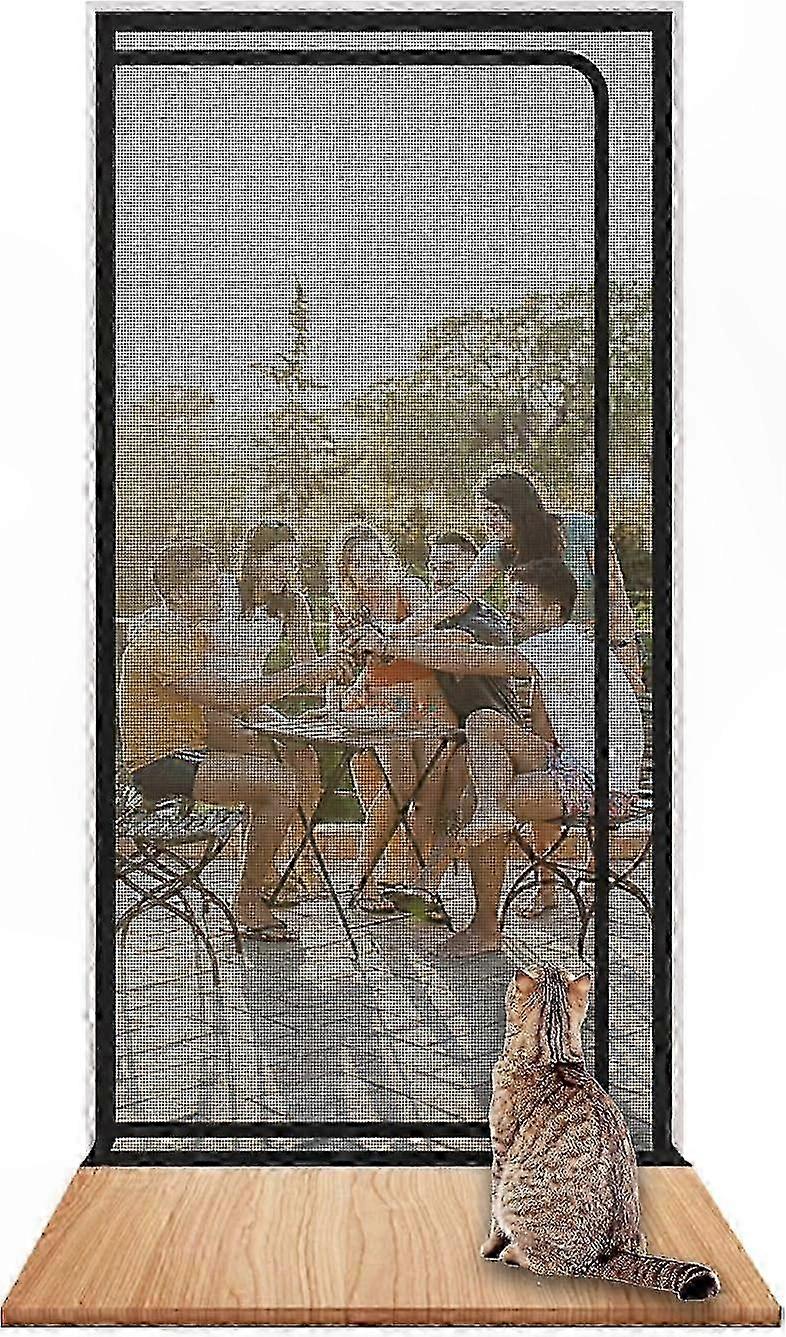 Heavy Duty Pet-Resistant Screen Door with Zipper, White, Keeps Pets Secure and Prevents Escapes