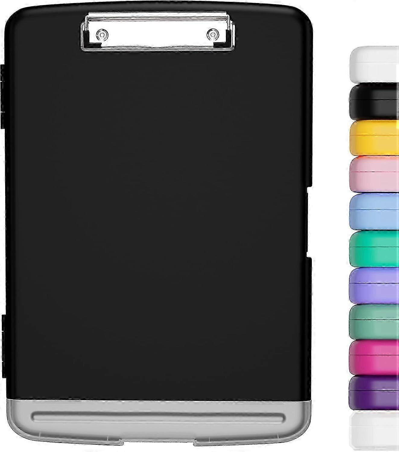 a4 clipboard With storage clip, nursing clipboard side opening, sturdy clips, slim clipboard storage box, size 36.5 x 24.5 X4 CM, Black
