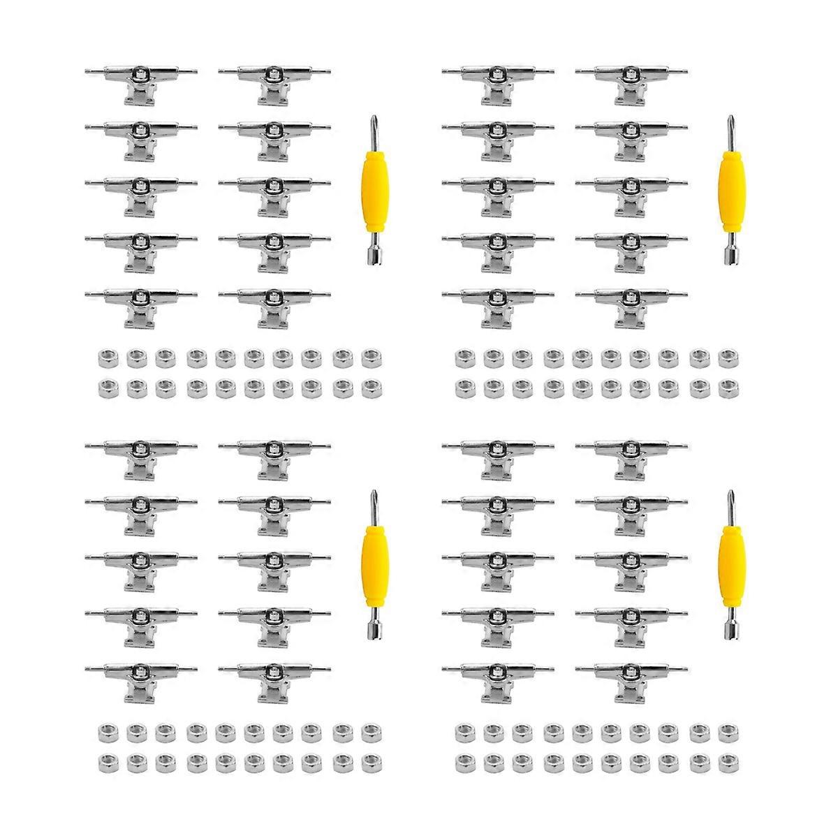 40 Pcs 29mm Fingerboard Trucks Finger Skateboard Deck with Nuts with Spanner Screwdriver for Finger